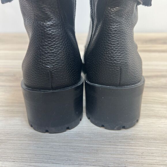 DESIGNER RUNWAY KARL LAGERFELD PARIS BLACK CRYSTAL PIPPA LEATHER COMBAT BOOT 11 - Picture 6 of 12